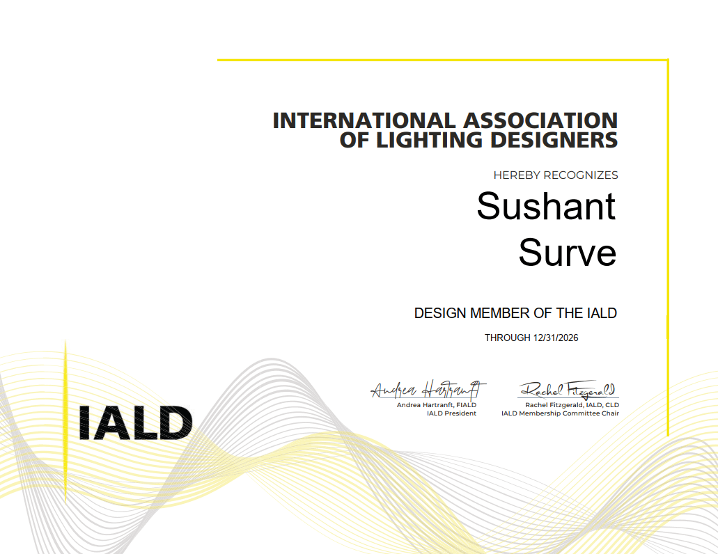 Sushant Surve — Founder & Principal Lighting Designer IALD CERTIFCATE